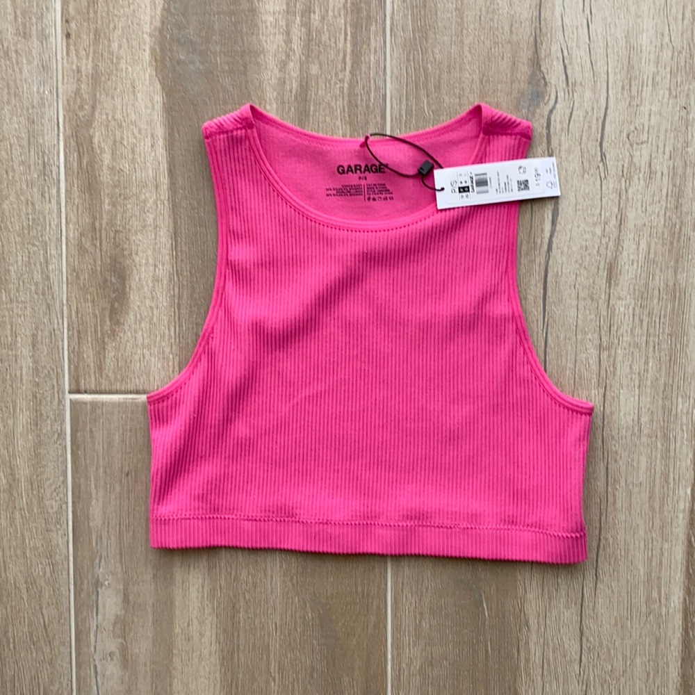 Garage pink high neck crop top